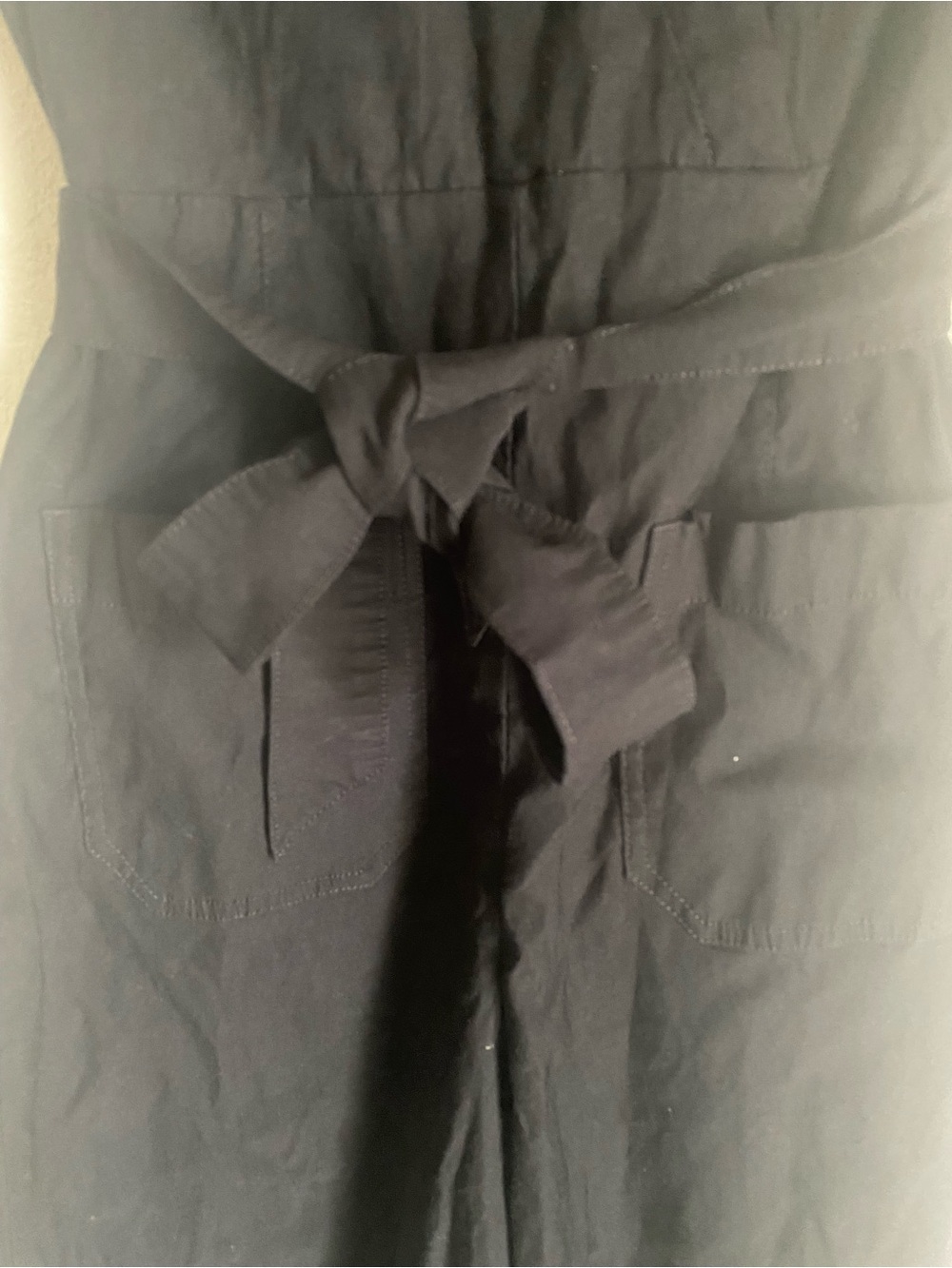 Anthropologie Maeve Colette Black Short-Sleeve Tie-Waist Wide-Leg Jumpsuit - Picture 4 of 10